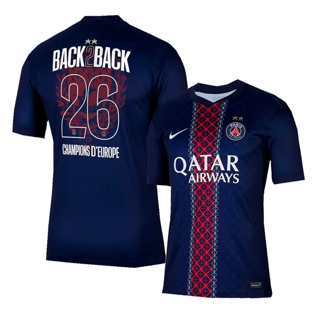 Thailande Maillot PSG Domicile Back to Back 2 Star 2025-26